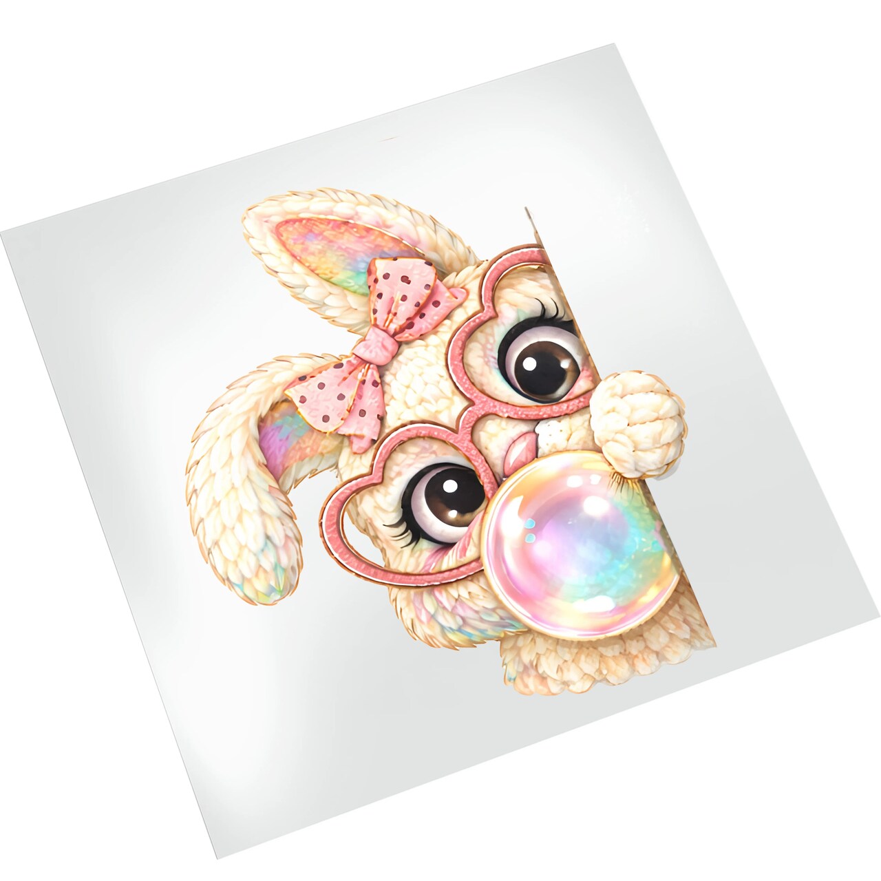 Easter DTF Transfer - Cute Peeking Bunny Blowing a Bubble Ready to Press